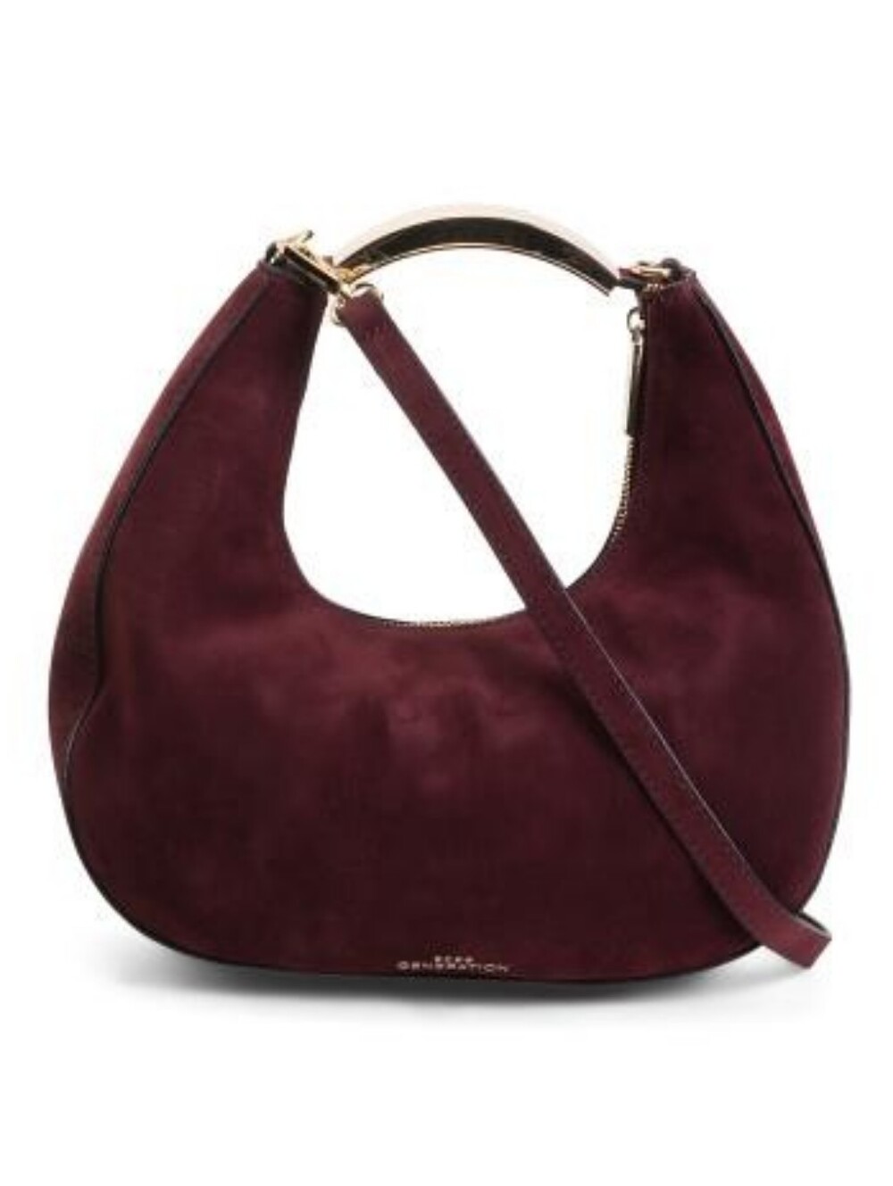 NWT BCBGeneration Suede Crescent Shoulder Bag in Deep Burgundy